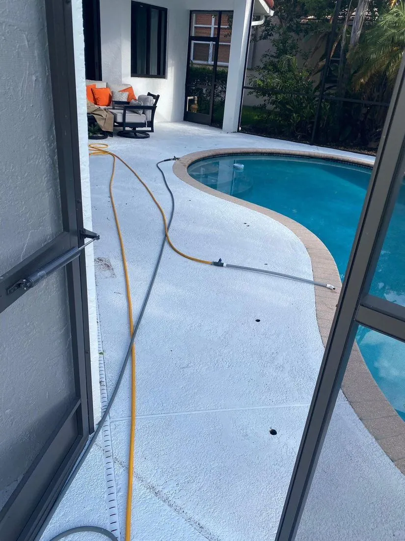 A pool deck from Total Home Care USA’s exterior-cleaning gallery